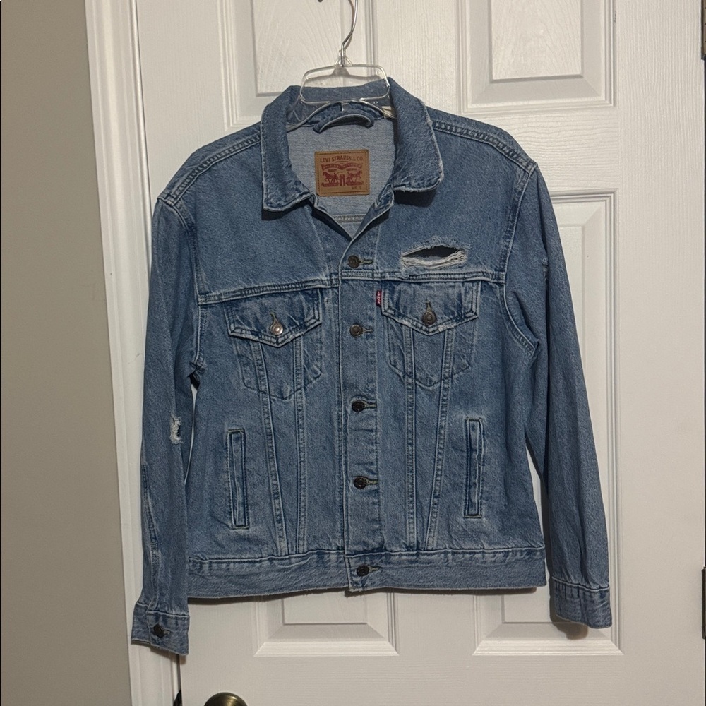 Levi's Distressed Denim Ex-boyfriend Jacket - Size L